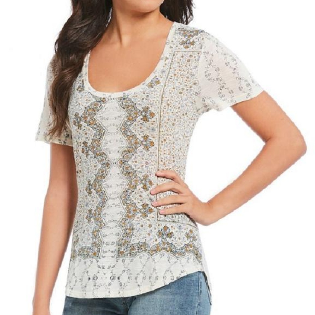 370 Item Lucky Brand Tee Natural Multicolor